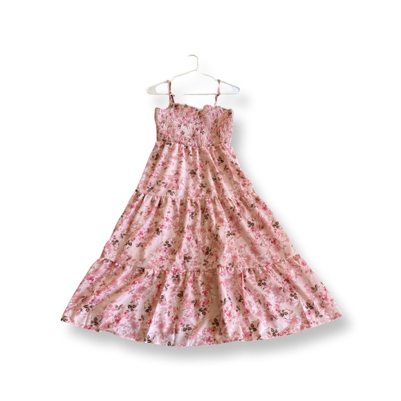 Pink Floral Shirred Dress - Picture 2 of 4